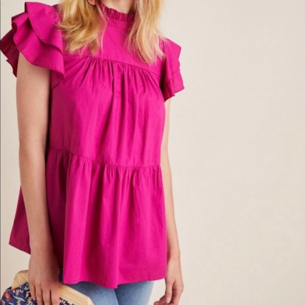 MAEVE Anthropologie ML Ophelia babydoll ruffles NWT